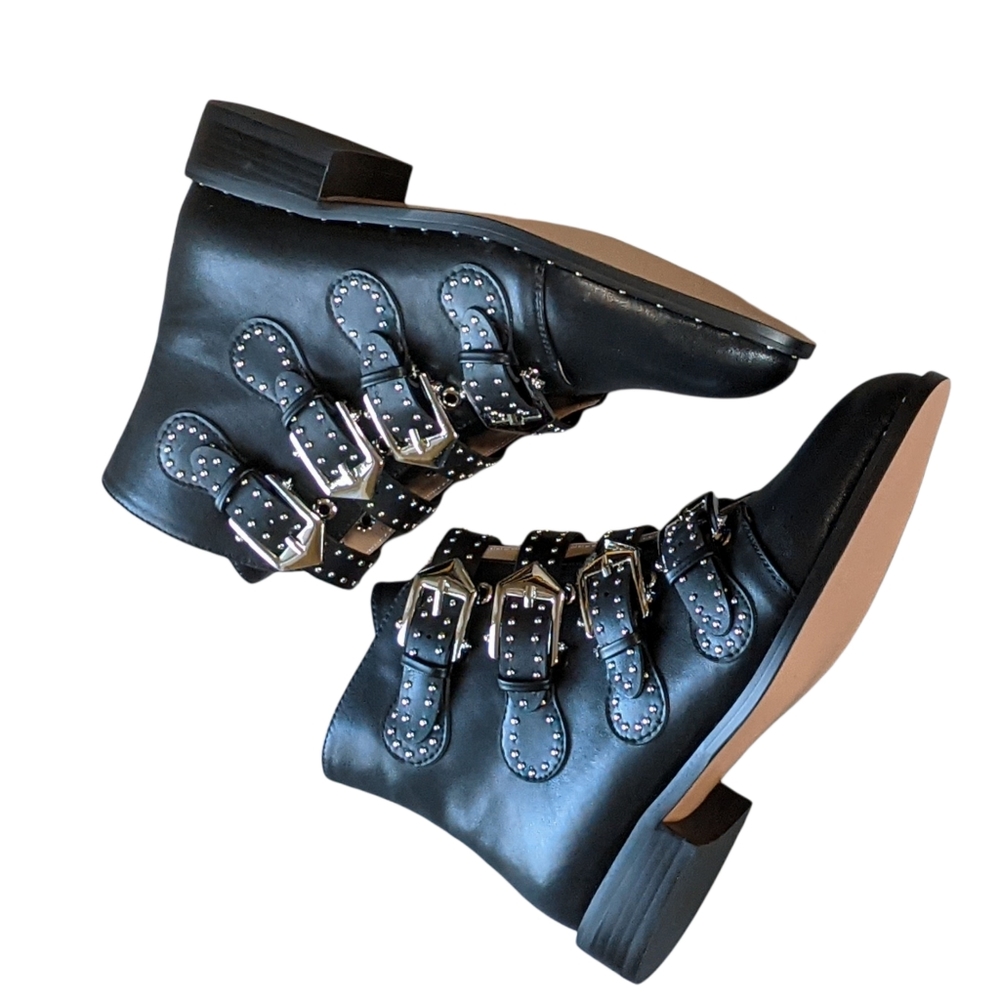 Studded Black Ankle Boots - Picture 3 of 12